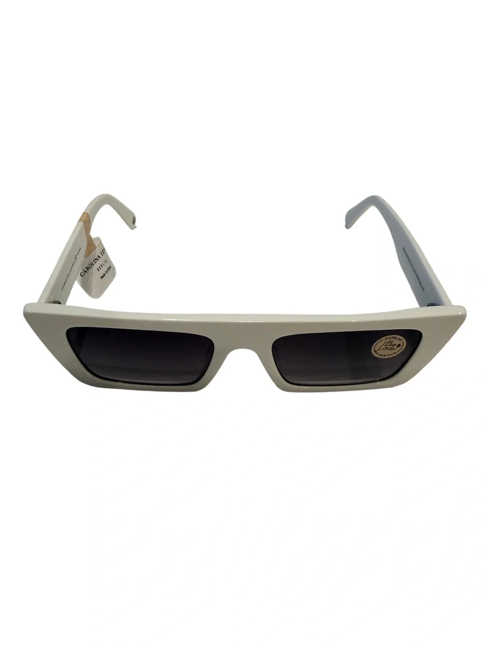NEW Carolina Lemke White Eilish Bold Retro Sunglasses Boho